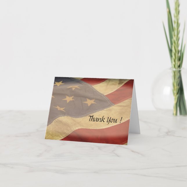 Cartes de Merci de blanc de drapeau américain (Devant)