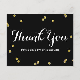 Cartes de Merci de demoiselle d'honneur du noir  