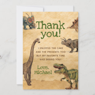 Cartes de Merci de dinosaure, notes de Merci