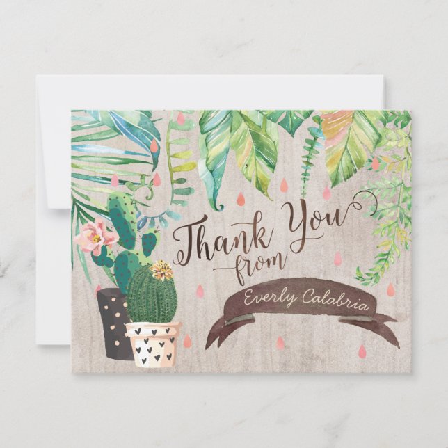 Cartes de Merci de douche de désert de cactus (Devant)