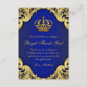 Cartes de Merci de fête d'anniversaire de prince