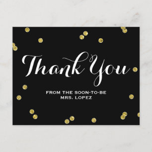 Cartes de Merci de Fête de la mariée du noir   de