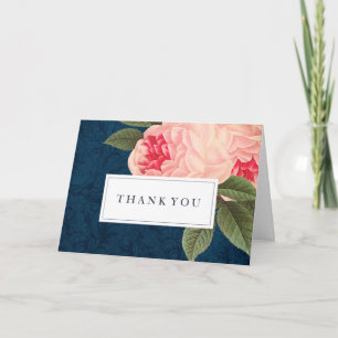 Cartes de Merci de mariage de corail et de marine