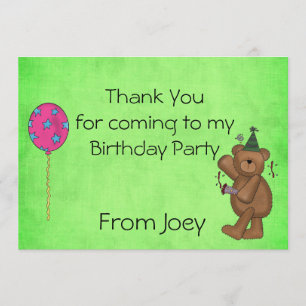 Cartes de Merci de partie d'anniversaire de enfant
