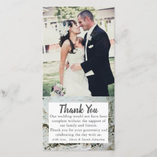 Cartes de Merci de photo de mariage d'écorce en