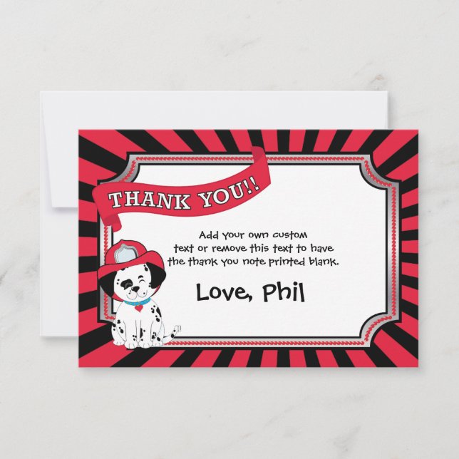 Cartes de Merci de pompier (Devant)