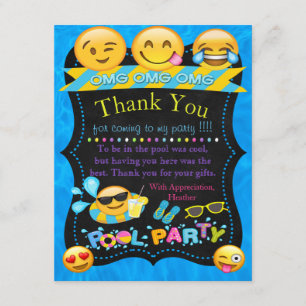 Cartes de Merci de réception au bord de la piscine