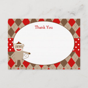 Cartes de Merci de singe de chaussette