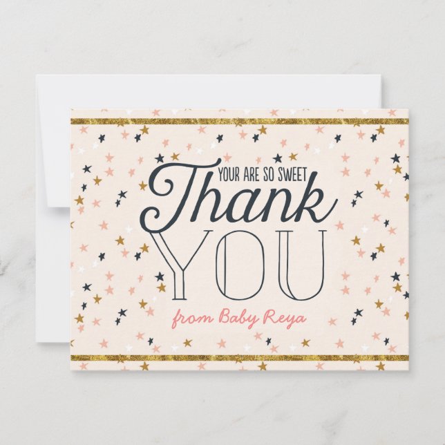 Cartes de Merci d'étoiles de rose et de (Devant)