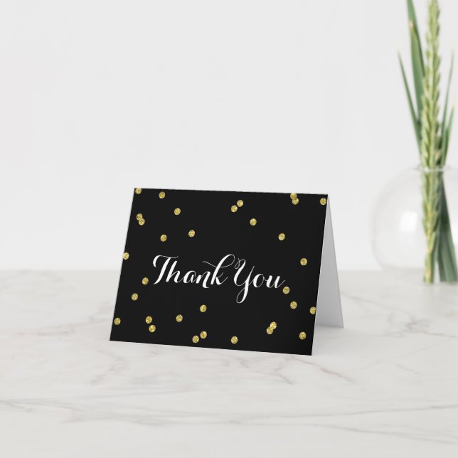 Cartes de Merci du noir | de parties scintillantes (Devant)