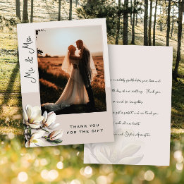 Cartes de message du Merci photo Mariage Magnolia