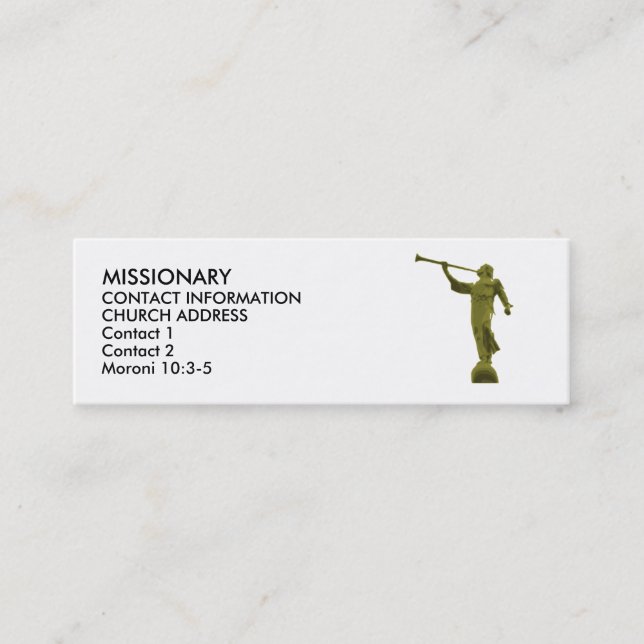 CARTES de MISSIONNAIRE de MORONI LDS d'ange (Devant)
