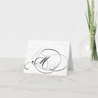Cartes de monogramme initiale calligraphiée noir e