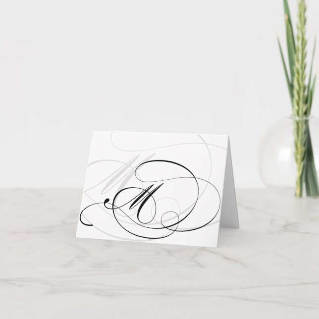 Cartes de monogramme initiale calligraphiée noir e (Devant)