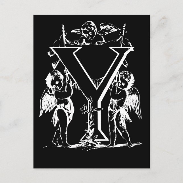 Cartes de monogramme noir et blanc (Devant)