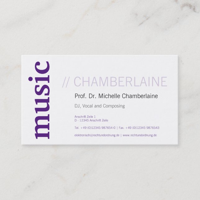 Cartes de musique violette (Devant)