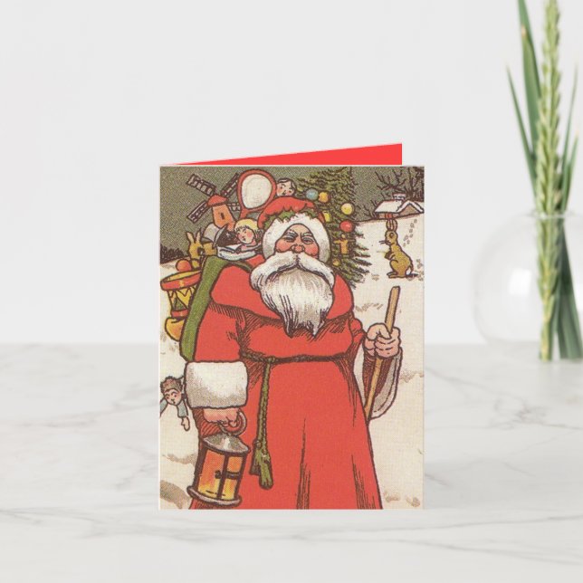 CARTES de NOËL - 1800s le PÈRE NOËL et JOUETS (Devant)
