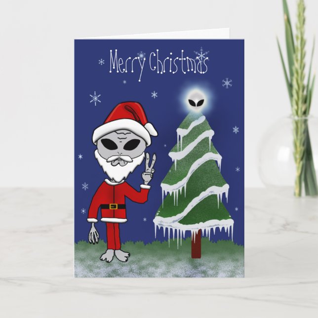 Cartes de Noël Alien Père Noël (Devant)