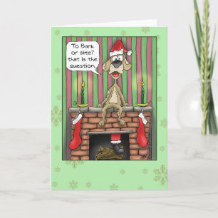 Cartes de Noël amusantes : Chien de garde en servi