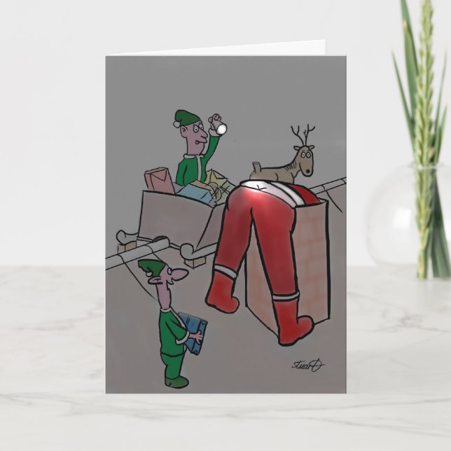 Cartes de Noël amusantes : Elfes Cheeky (Devant)