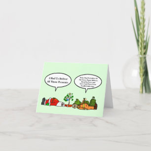 Cartes de Noël amusantes Épuisé Père Noël Garbage 