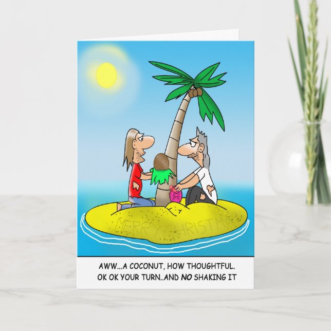 Cartes de Noël amusantes : Noël sur l'île du déser (Devant)