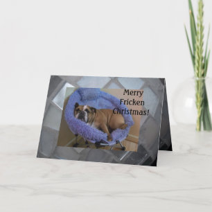 Cartes de Noël anglaises drôles de bouledogue !