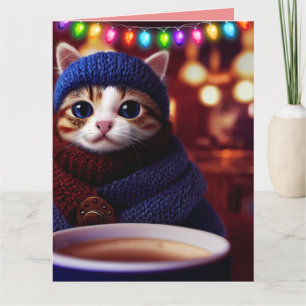 Cartes de Noël ART CHATON MIGNON AUX YEUX GRANDS