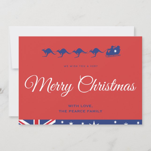 Cartes de Noël Australie Drapeau Kangaroo Sleigh (Devant)