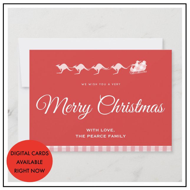 Cartes de Noël australie Père Noël traîneau Kangar (Kangaroo-Christmas-Cards-santa-sleigh-2)