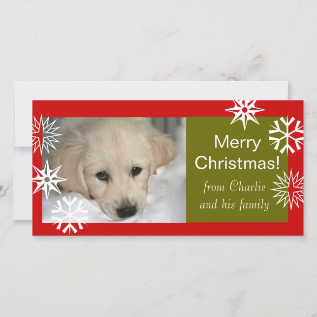 Cartes de Noël avec chien Flocons de neige (Devant)