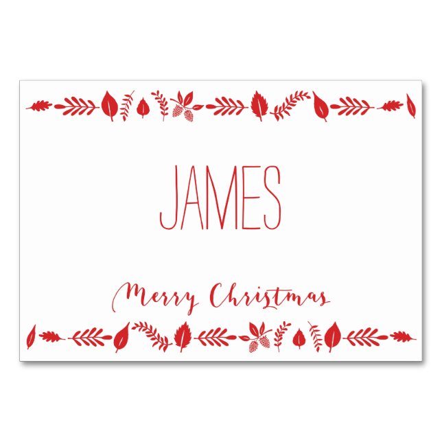 Cartes De Noël Avec Feuilles Rouges (Devant)