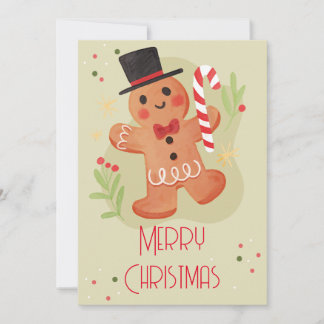 cartes de noël avec mignon pain d'épice hommes
