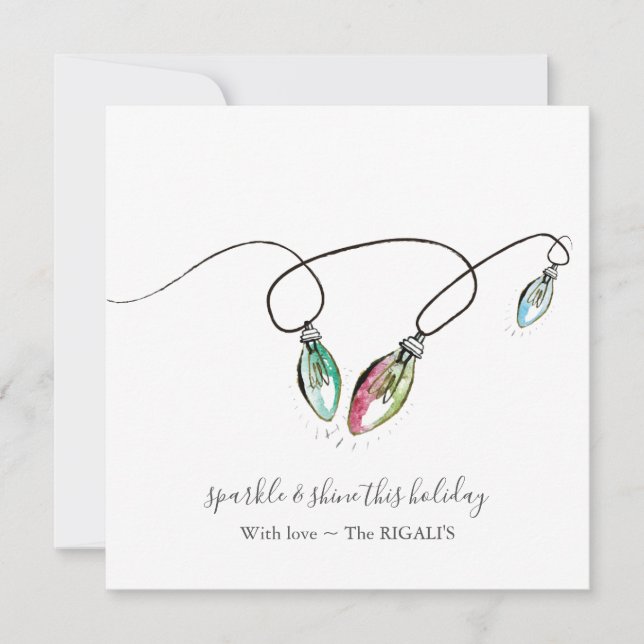 Cartes de Noël avec une chaîne de lumières moderne (Devant)