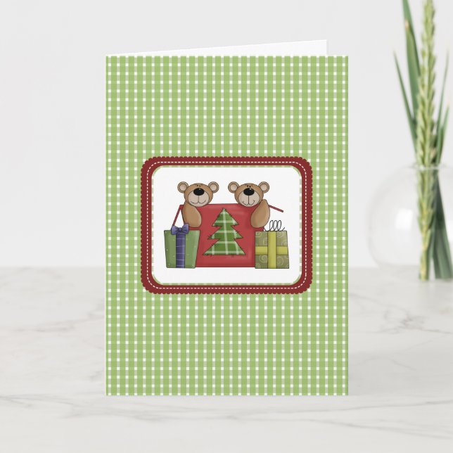 Cartes de Noël Beary mignonne (Devant)