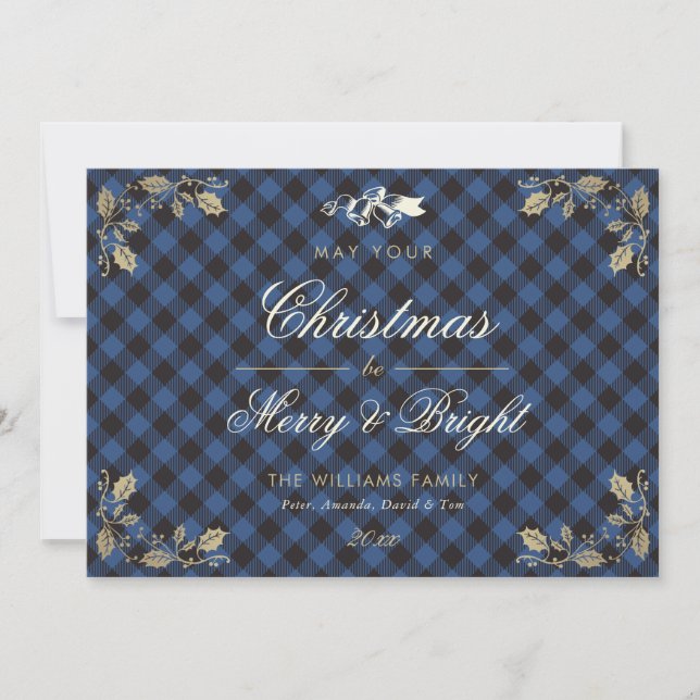 Cartes de Noël Bleu Vintage Buffalo (Devant)