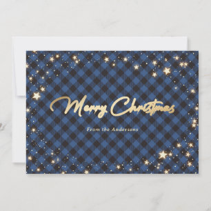 Cartes de Noël Blue Buffalo Plaid Stars