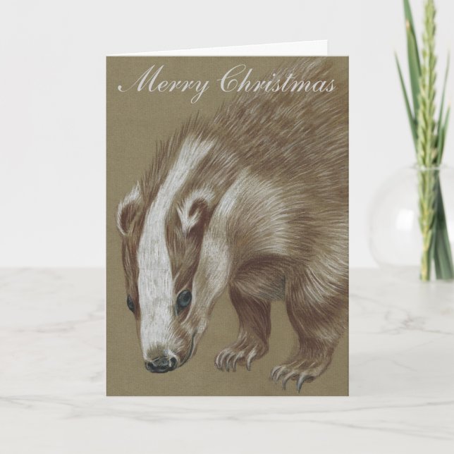 Cartes de Noël britanniques de faune de blaireau (Devant)