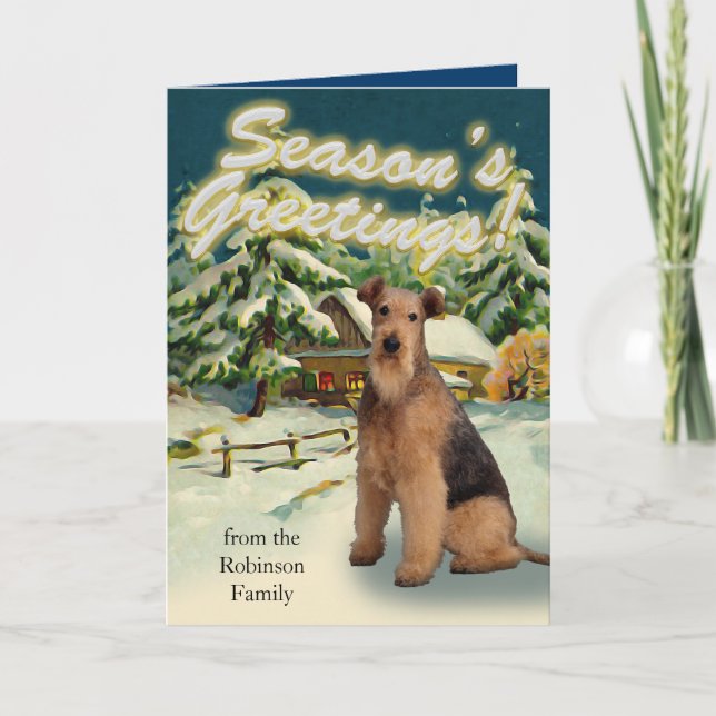 Cartes de Noël Cabine de neige Airedale Terrier (Devant)