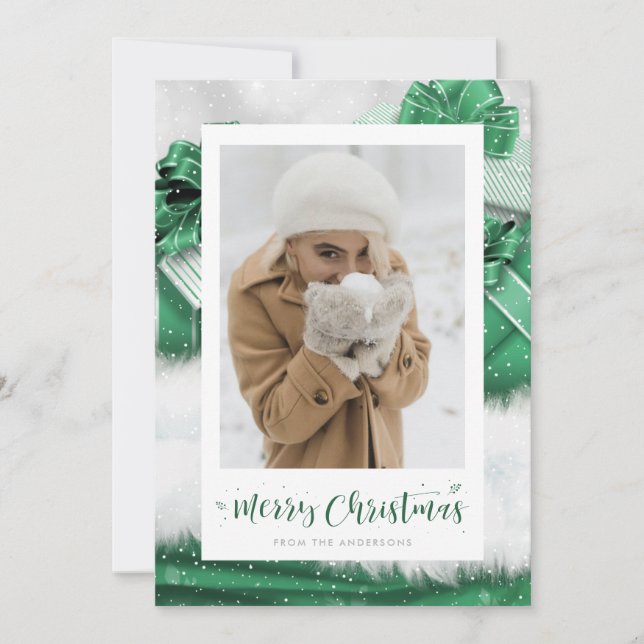 Cartes de Noël Cadeaux Vertes Lettrées À La Main (Devant)