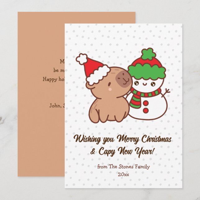 Cartes de Noël Capbyara Carte de vacances amusante (Devant / Derrière)