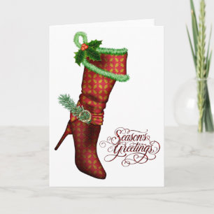 Cartes de Noël Chic Red Stocking