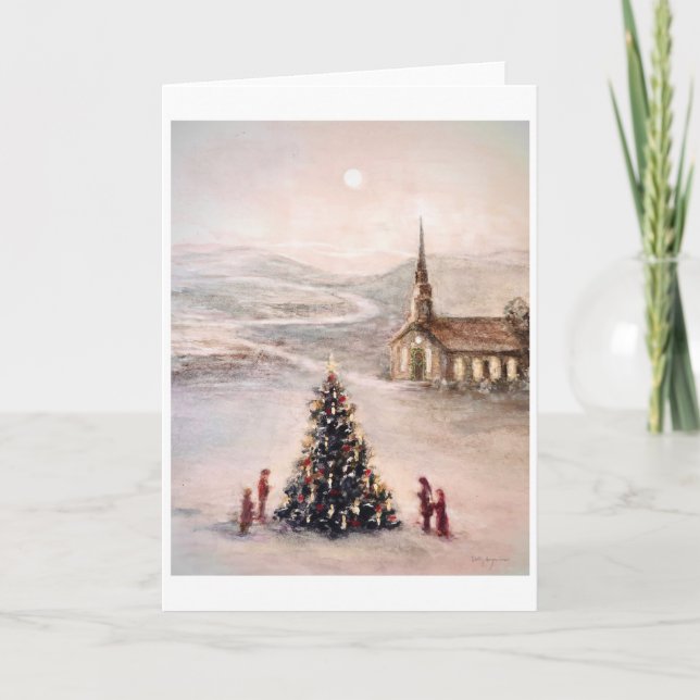 Cartes de Noël Country Mountain avec bordure blanc (Devant)