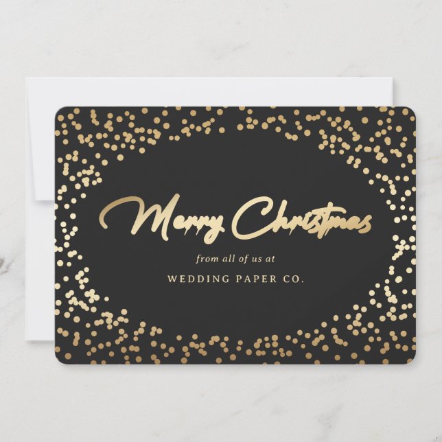 Cartes de Noël d'affaires lettres d'or noir (Devant)