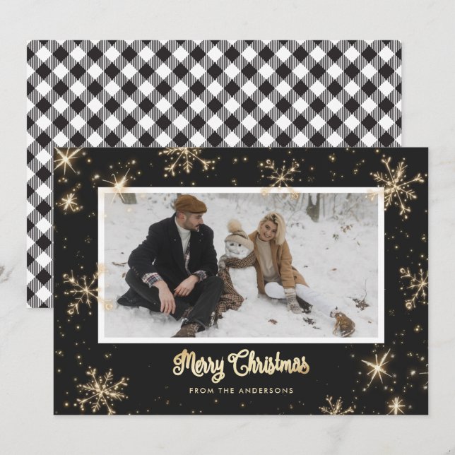 Cartes de Noël de Buffalo noir et blanc (Devant / Derrière)