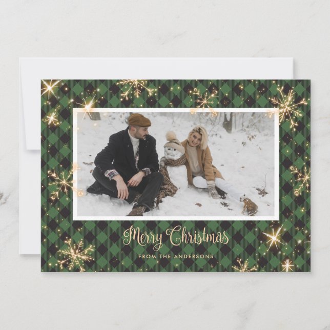 Cartes de Noël de Buffalo Vert Plaid (Devant)