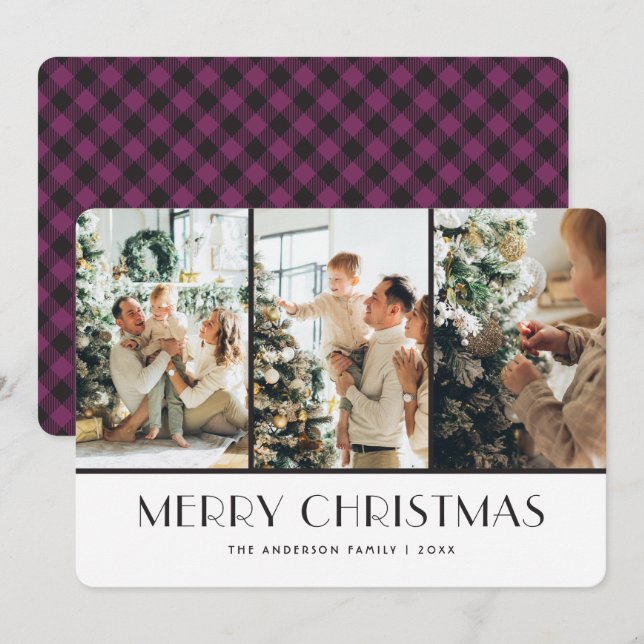 Cartes de Noël de Buffalo violet moderne (Devant / Derrière)