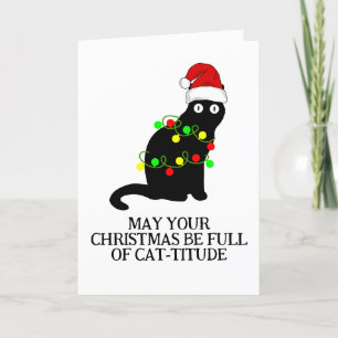 cartes de noël de chat noir