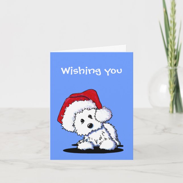 Cartes de Noël de chien de KiniArt Père Noël (Devant)