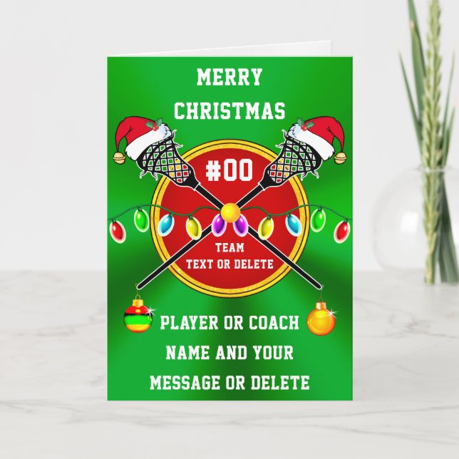 Cartes de Noël de crosse pour joueurs ou entraîneu (Devant)